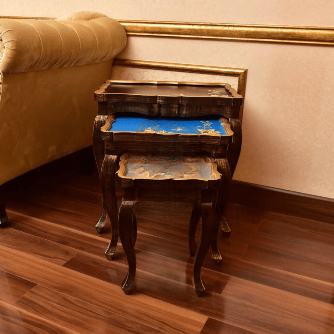 Rosa Sheesham Wood Hand Painted Nesting Tables