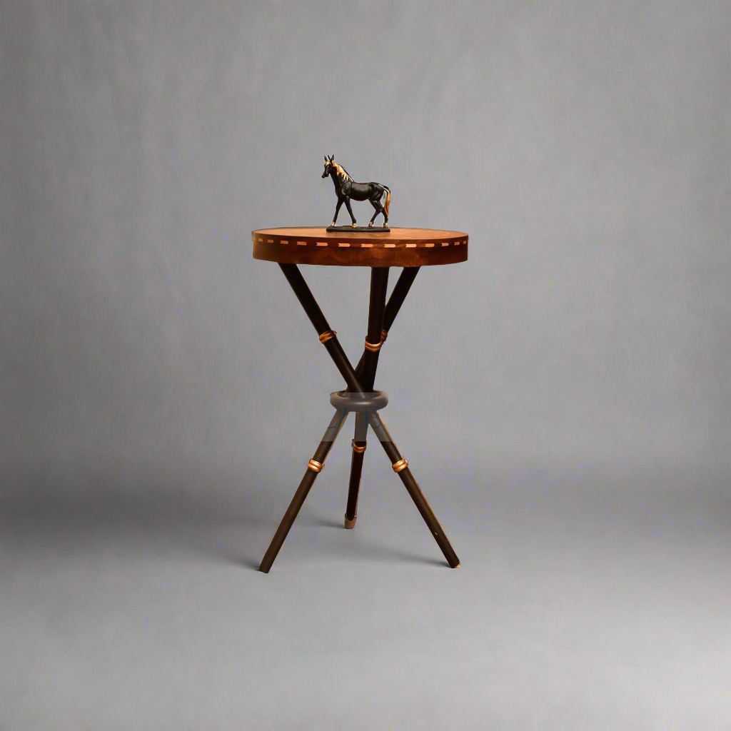 Wooden Bamboo Inlaid Round Tables
