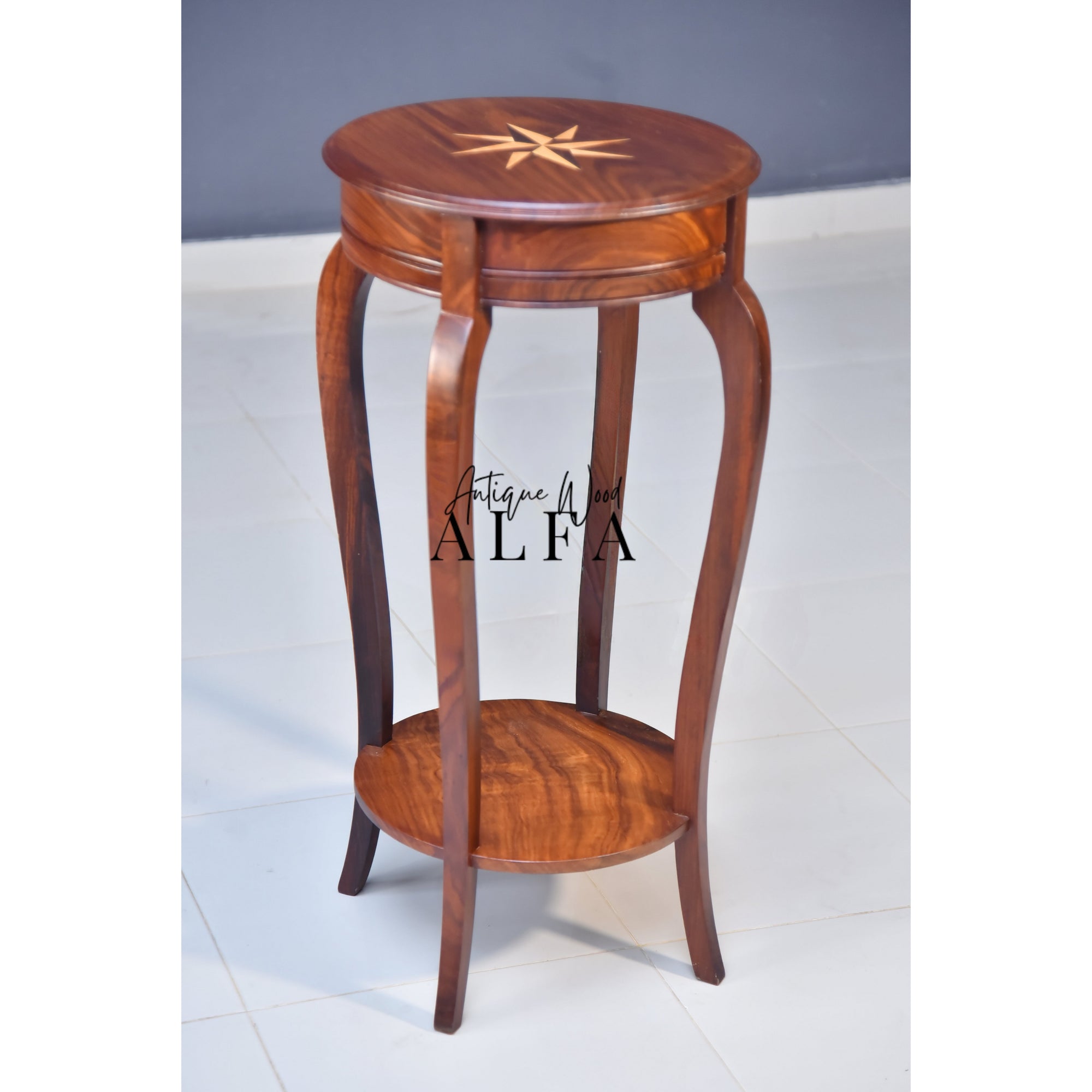 Victorian Round Flower Table with Star Inlay