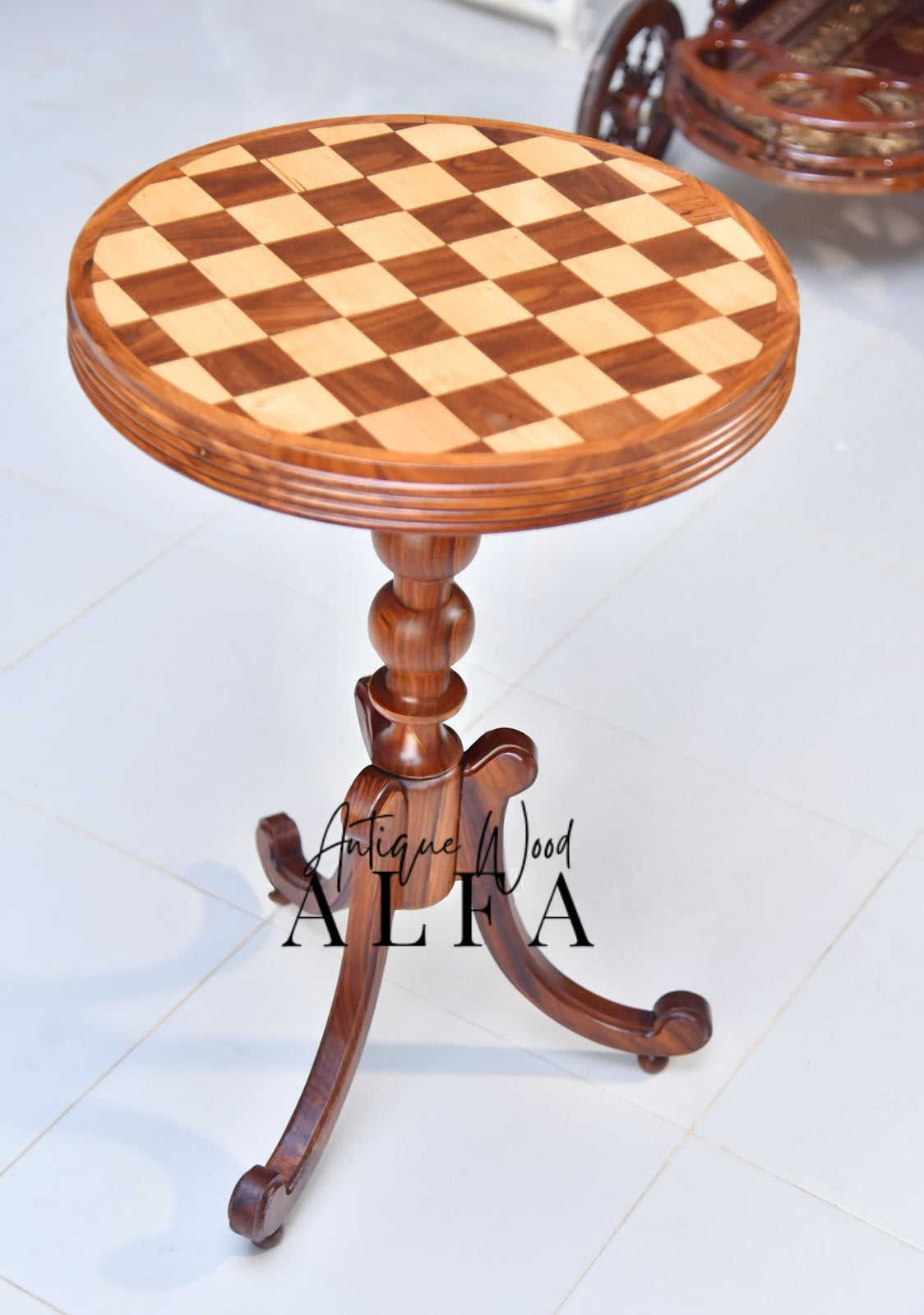 wooden Round Chess Inlaid Table