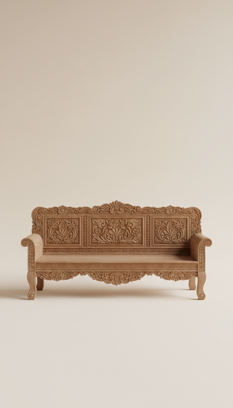 Hand-Carved Rosewood Chinioti Sofa