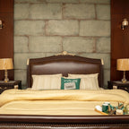 Grand Renaissance Bed Set | Hand-Carved Chinioti Sheesham Wood & Leather Furniture