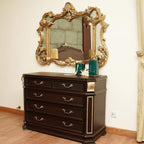 Grand Renaissance Bed Set | Hand-Carved Chinioti Sheesham Wood & Leather Furniture