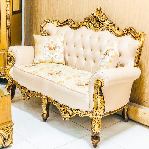 Silver Crown Royal Sofa Set | Hand-Carved