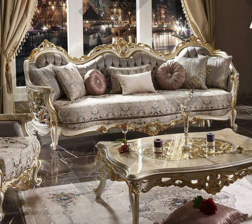 Versailles Sovereign Sofa Set | Hand-Carved Sheesham Sides