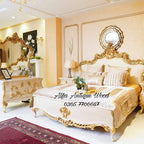 Royal Gold Calisto Bed Set | Handcrafted Chinioti Sheesham Wood Furniture
