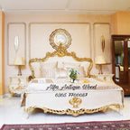 Royal Gold Calisto Bed Set | Handcrafted Chinioti Sheesham Wood Furniture