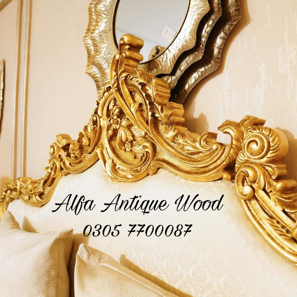 Royal Gold Calisto Bed Set | Handcrafted Chinioti Sheesham Wood Furniture