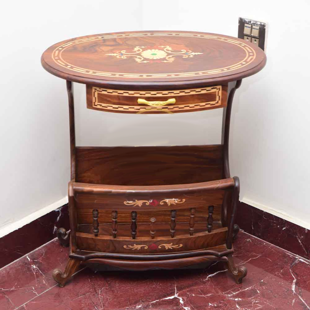 Sheesham Wooden Inlaid Magazine Racks