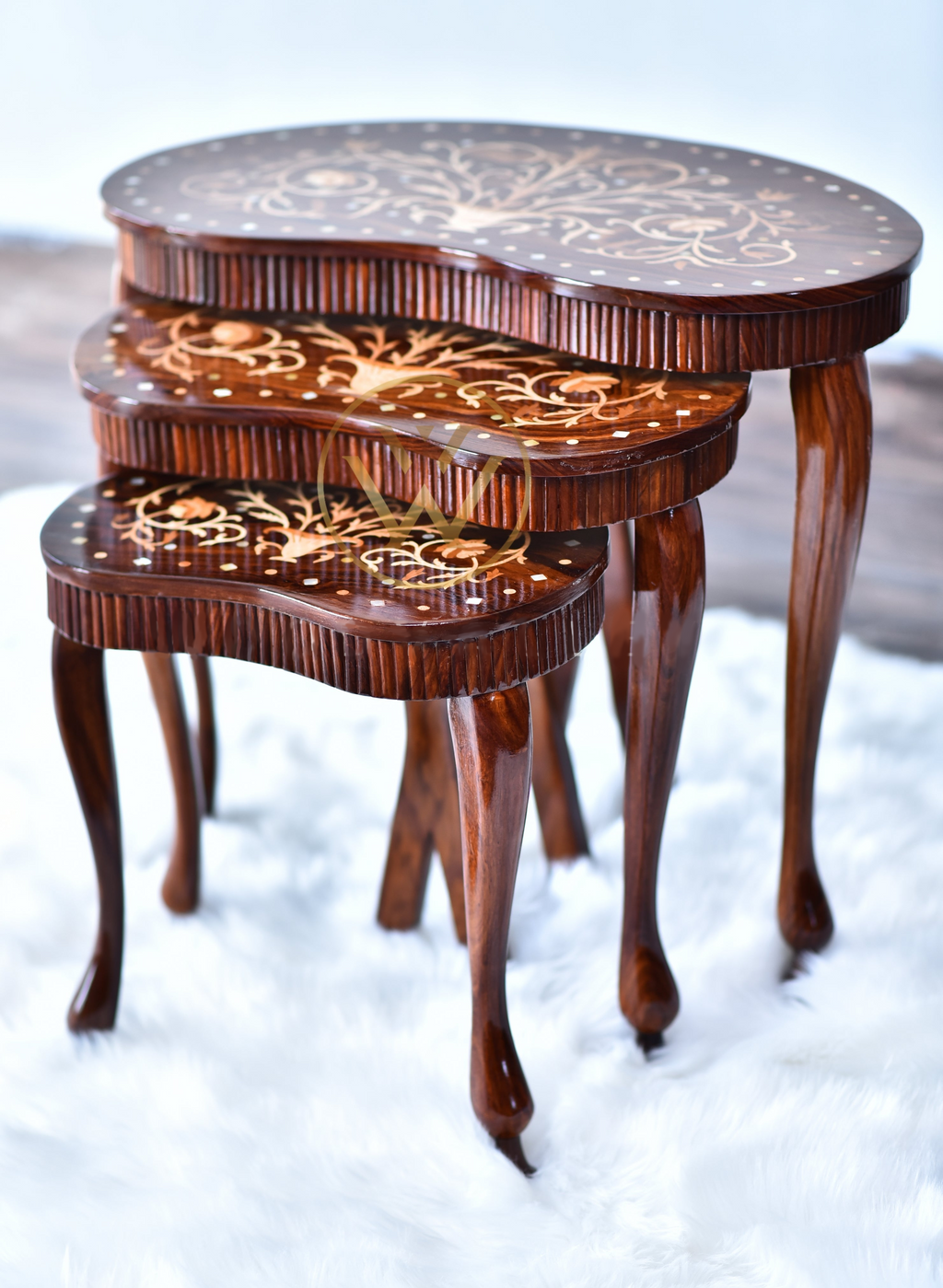 Captain Kidney Inlay Nesting Table Set Of 3