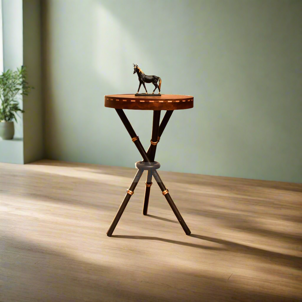 Wooden Bamboo Inlaid Round Tables