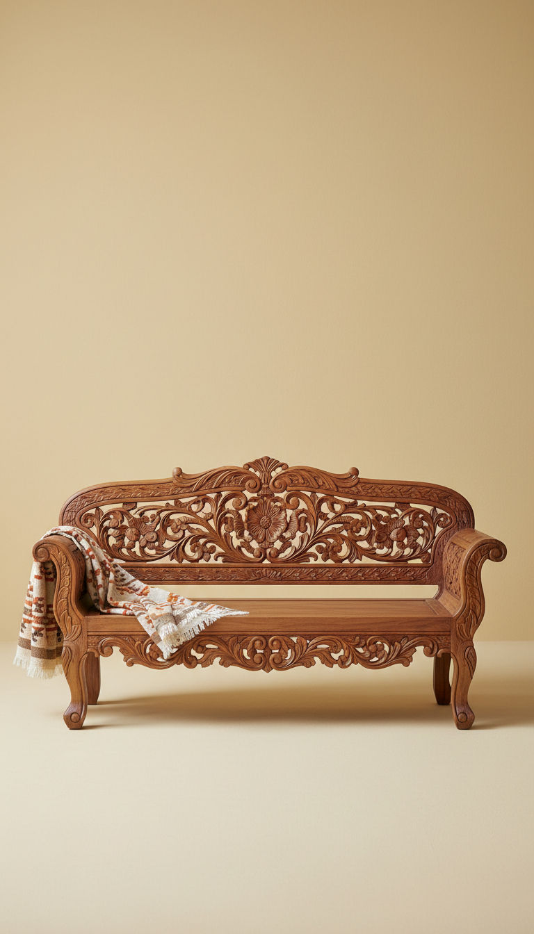 Hand-Carved Rosewood Settee