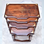 Sheesham Wood Brass Nesting Table Set of 4