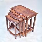 Sheesham Wood Brass Nesting Table Set of 4